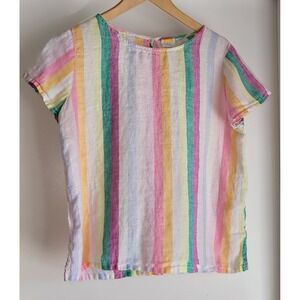 C & C California Multicolored Stripes Linen Top Women's Sz M Summer Lightweight